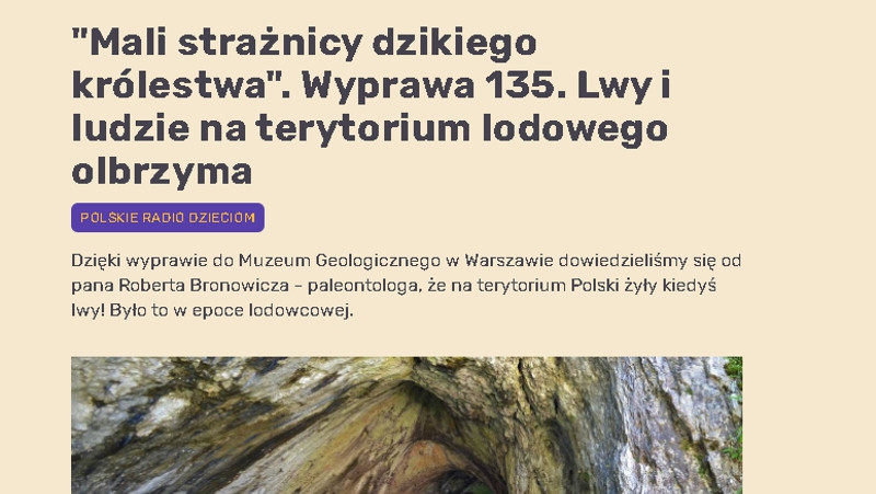 Polskie Radio Dzieciom - Wyprawa 135.Lwy i ludzie na terytorium lodowego olbrzyma