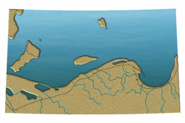 Maksymalny zasięg Jeziora Ancylusowego w południowym Bałtyku ok. 10,5 tys. lat temu