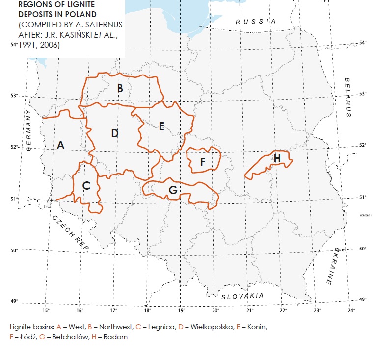 wegiel brunatny wystepowanie mapa