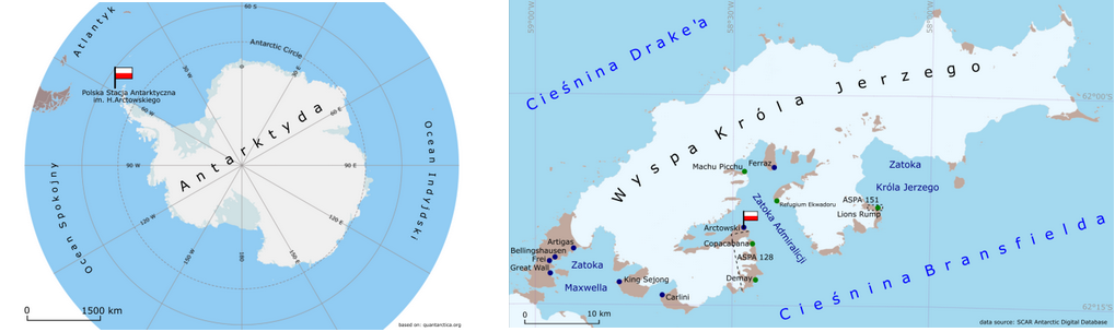 Polska Stacja Antarktyczna im. Henryka Arctowskiego. Mapy za http://arctowski.aq/