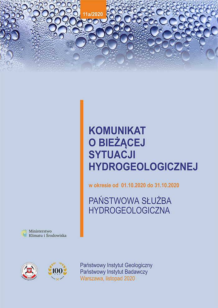 Okładka komunikatu państwowej służby hydrogeologicznej o bieżącej sytuacji w październiku 2020 r.