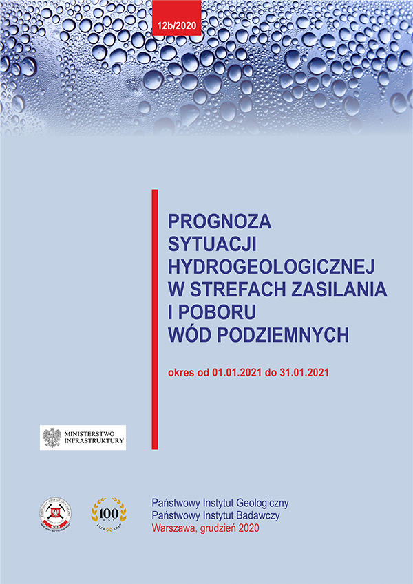 Okładka publikacji Prognoza sytuacji hydrogeologicznej w strefach zasilania i poboru wód podziemnych w okresie od 1 do 31 stycznia 2021 roku