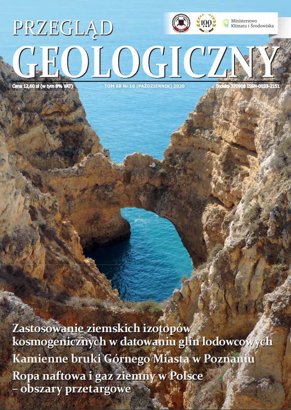 Okładka październikowego numeru czasopisma Przegląd Geologiczny. Rocznik 2020