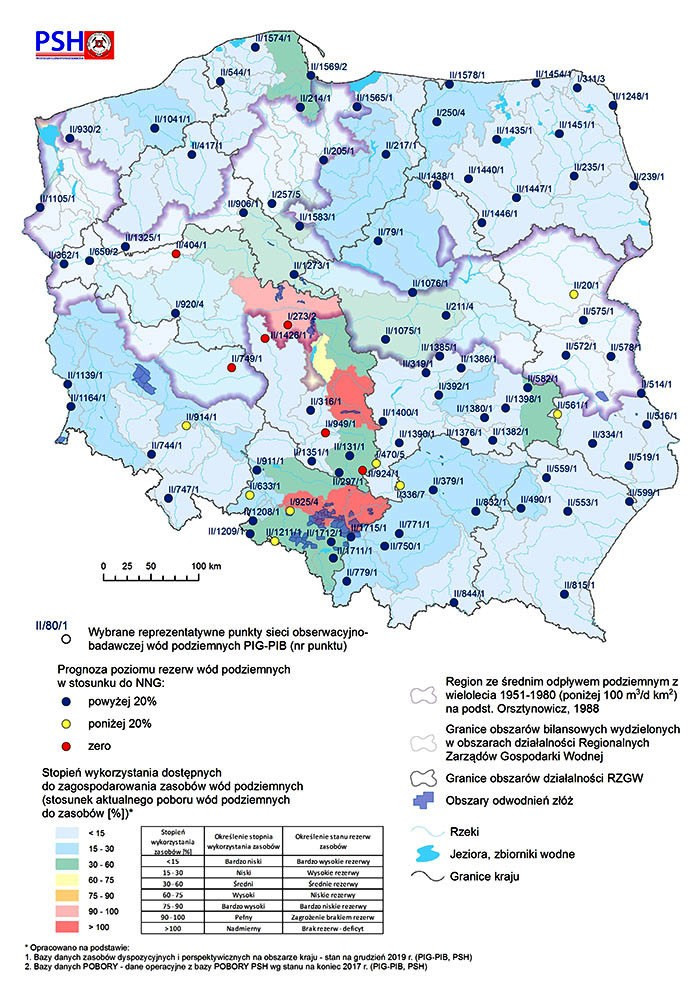 Prognoza poziomu rezerw wód podziemnych w sierpniu 2020 roku