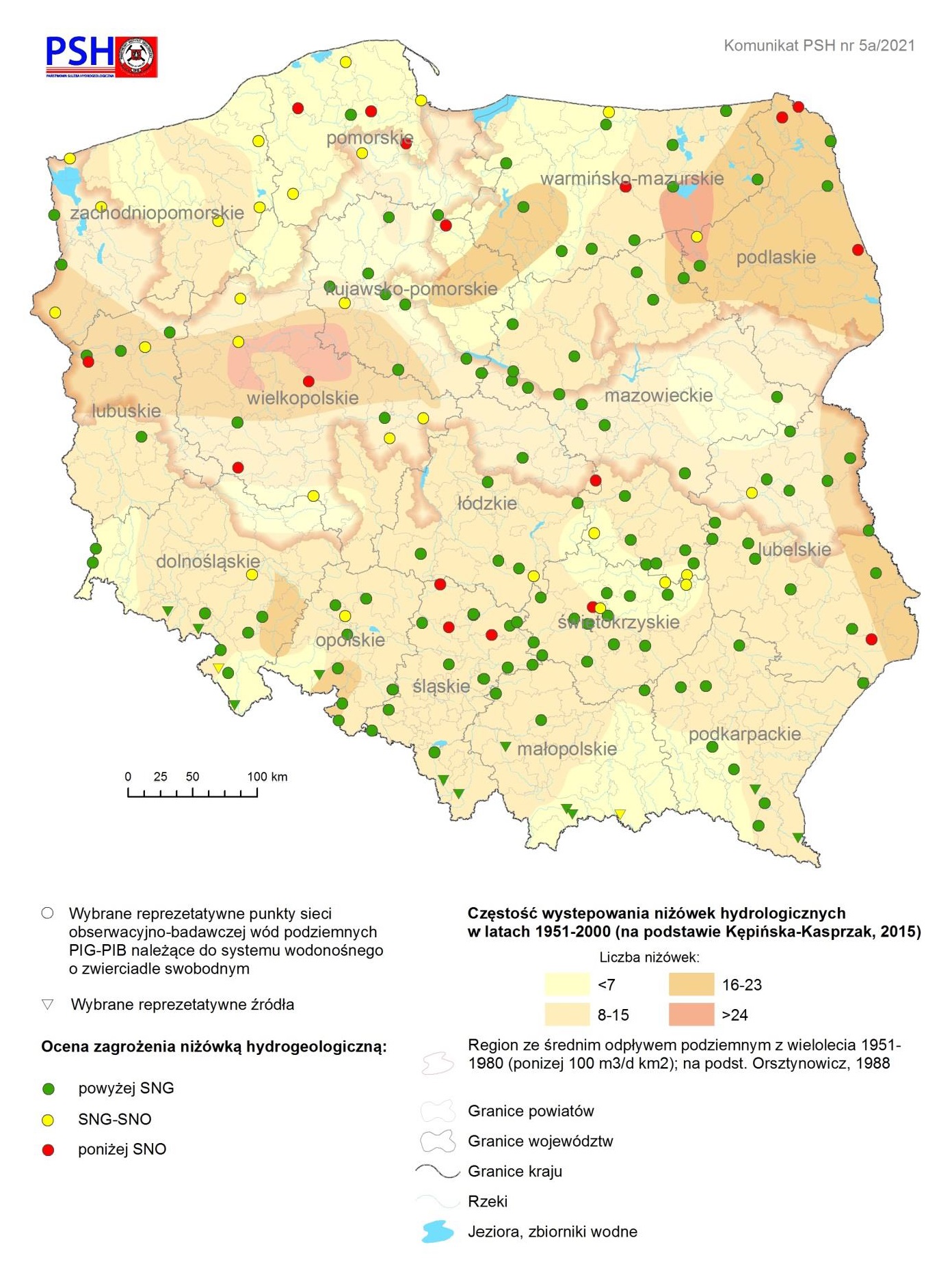 Ocena zagrożenia niżówką hydrogeologiczną w lipcu 2021 r.