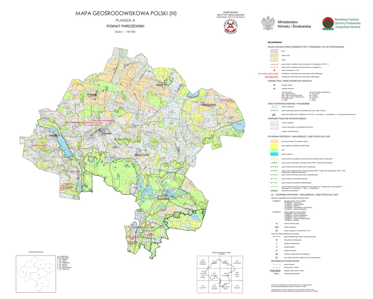 Mapa Geośrodowiskowa (III) dla powiatu parczewskiego w skali 1:100 000 (plansza A)