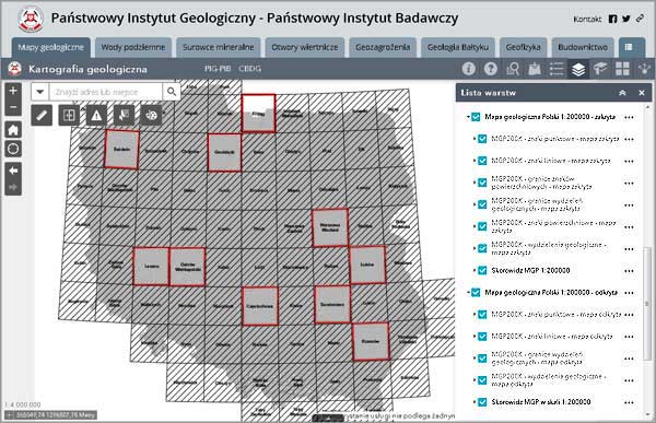 Skorowidz MGP 1:200 000 w Portalu GEOLOGIA (szczegółowe dane dla 10. arkuszy)