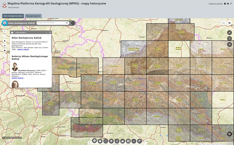 testowa wersja aplikacji prezentującej historyczne mapy geologiczne