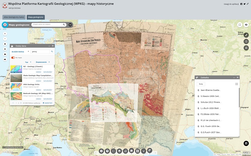 aplikacja historyczne mapy geologiczne