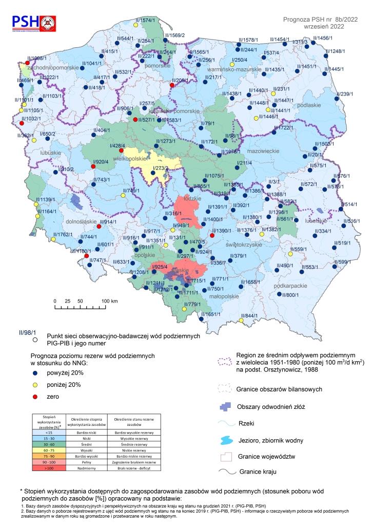 mapa prognoza hydrogeologiczna wrzesień 2022