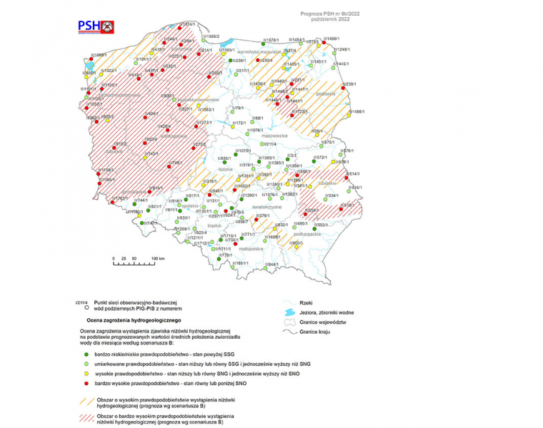 mapa Polski prezentujaca siec obserwacyjno badawcza