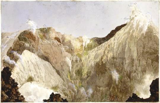 Eugène Viollet-le-Duc, Górny krater Etny, 1836, akwarela (z prezentacji M. Napolitani)
