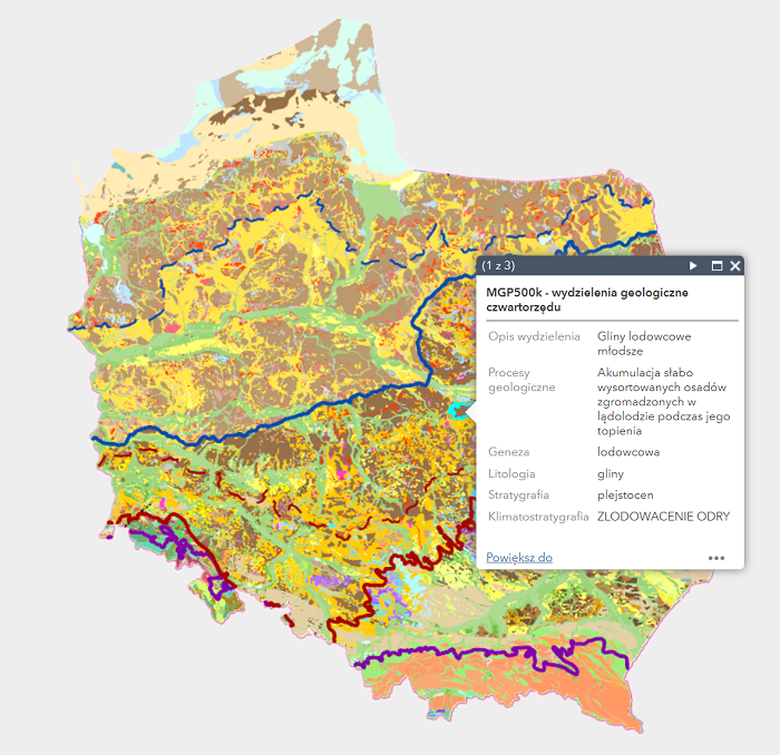 kolorowa mapa Polski z małym okienkiem opisującym