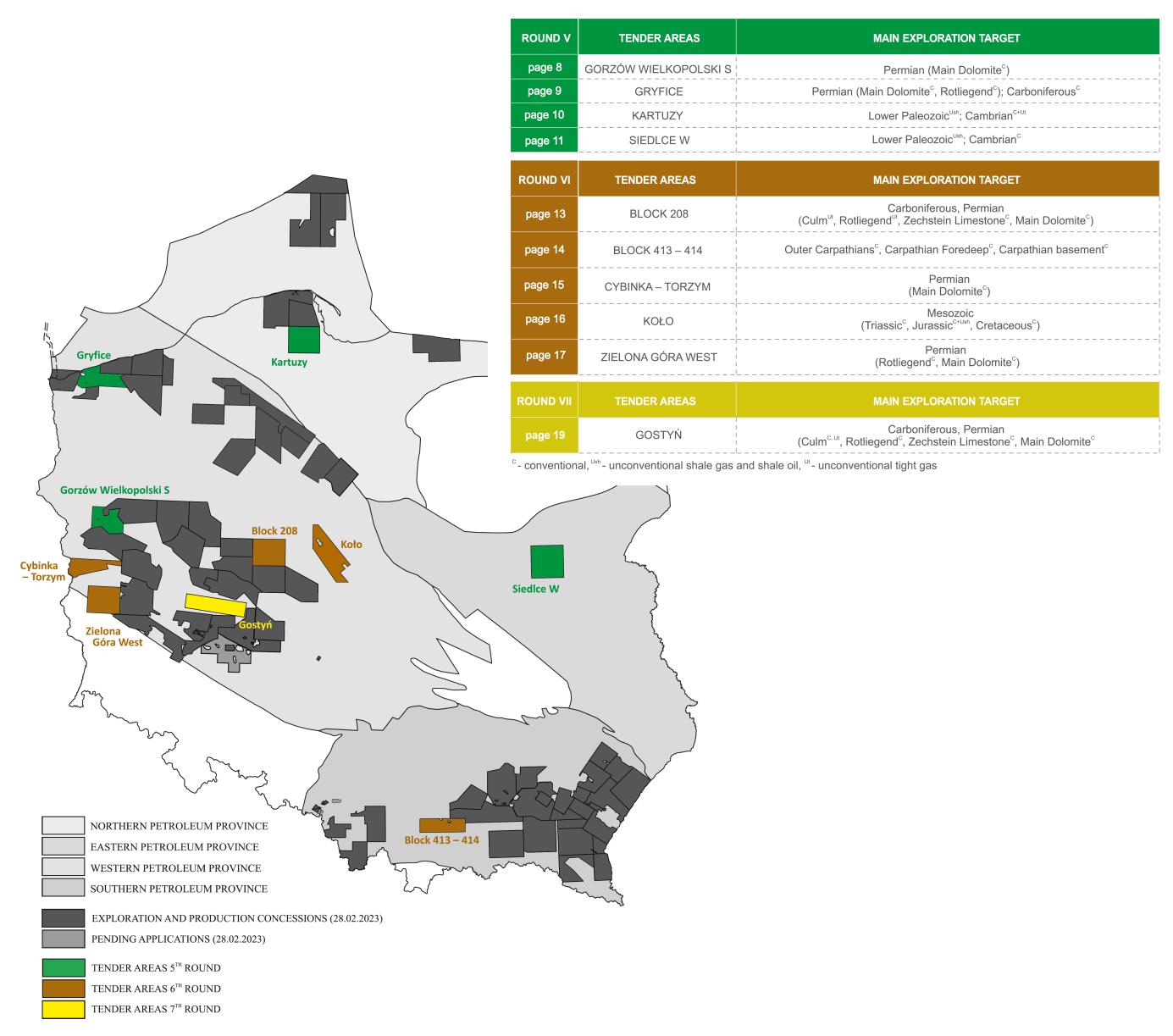 mapa z zaznaczeniem bloków koncesyjnych, omawaianych podczas konferencji