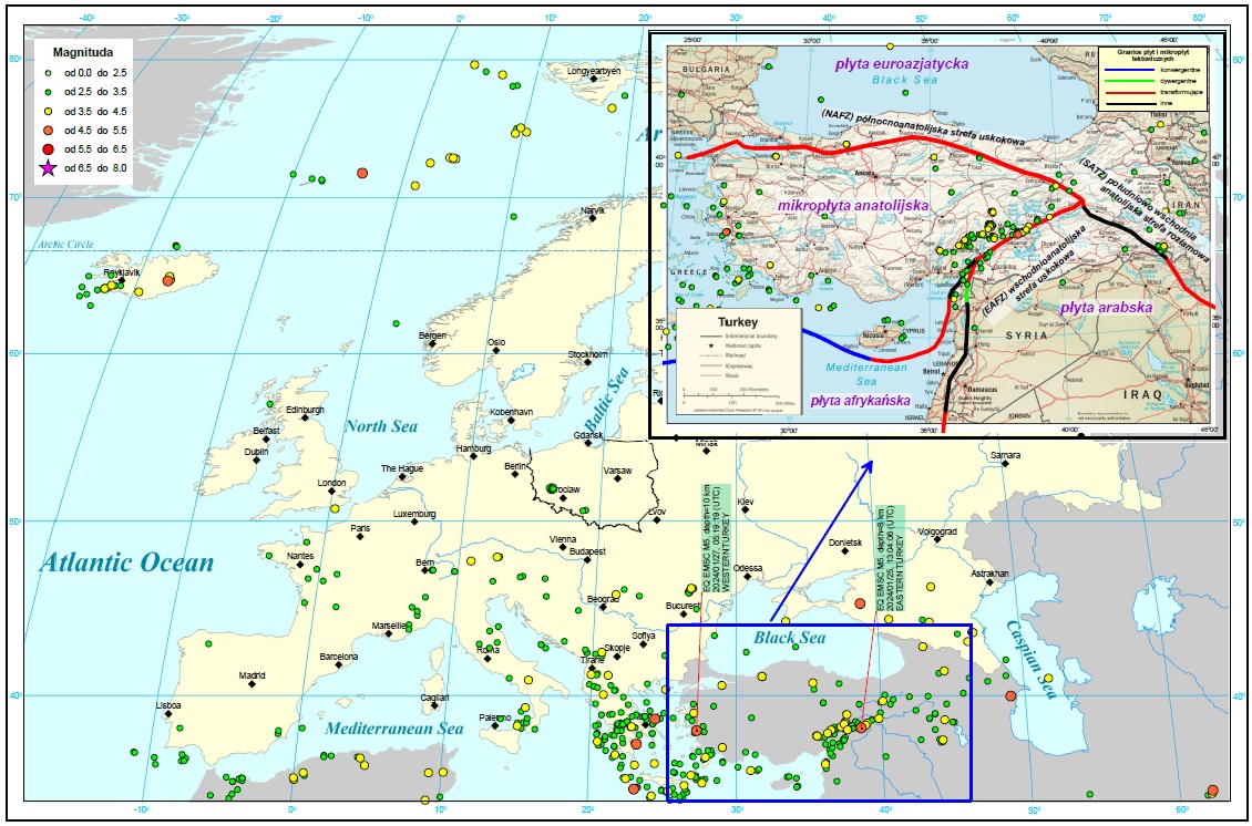 mapa aktywnosc sejsmiczna europa