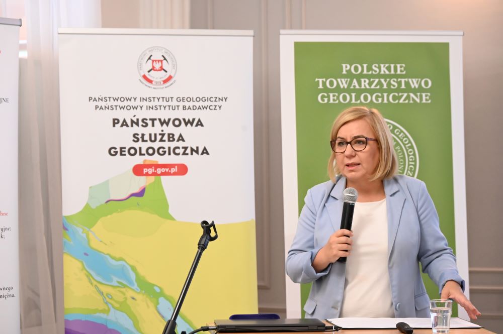 kobieta wygłasza prezentację do mikrofonu 