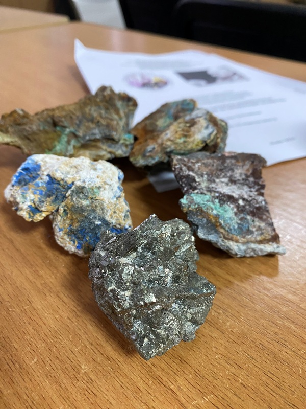 Kolekcja okazów ze złoża złota i rud polimetalicznych w Muzhijevie: galena, sfaleryt, chalkopiryt oraz minerały wtórne, zaprezentowana przez Ihora Sliwinskiego, doktoranta Katedry Mineralogii, Petrografii i Geochemii im. prof. Oresta Matkowskiego