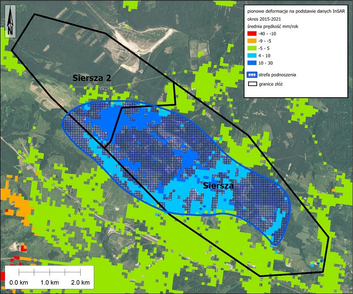 Pionowe deformacje terenu na podstawie danych InSAR z lat 2015 – 2021