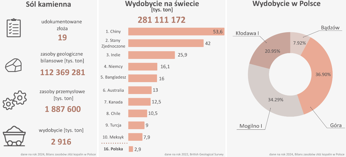 Zasoby i wydobycie soli kamiennej na świecie i w Polsce
