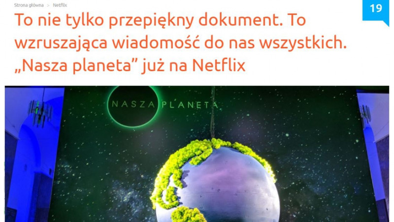 Premiera serialu "Nasza Planeta" Natflixa