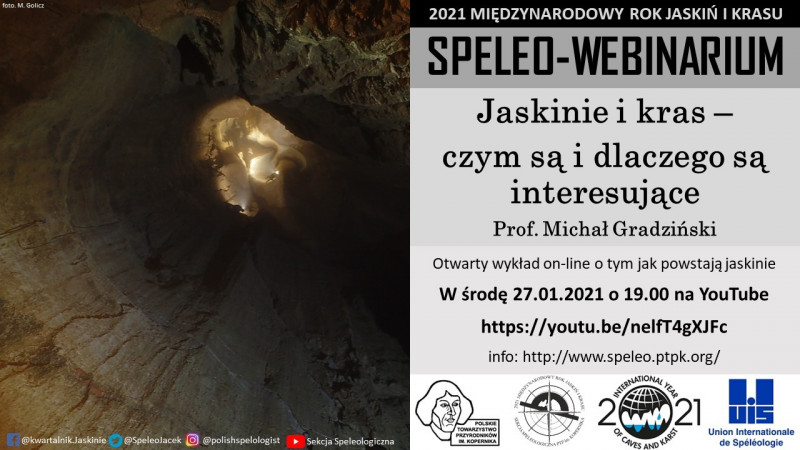 Plakat Speleo-Webinarium: 27 stycznia 2021