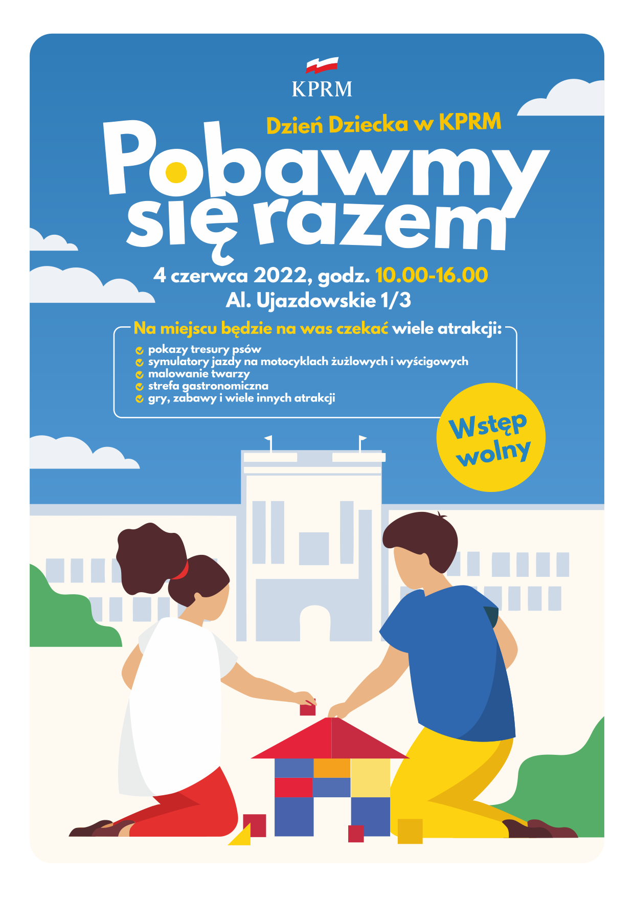 Plakat promujący wydarzenie Dzień Dziecka w KPRM