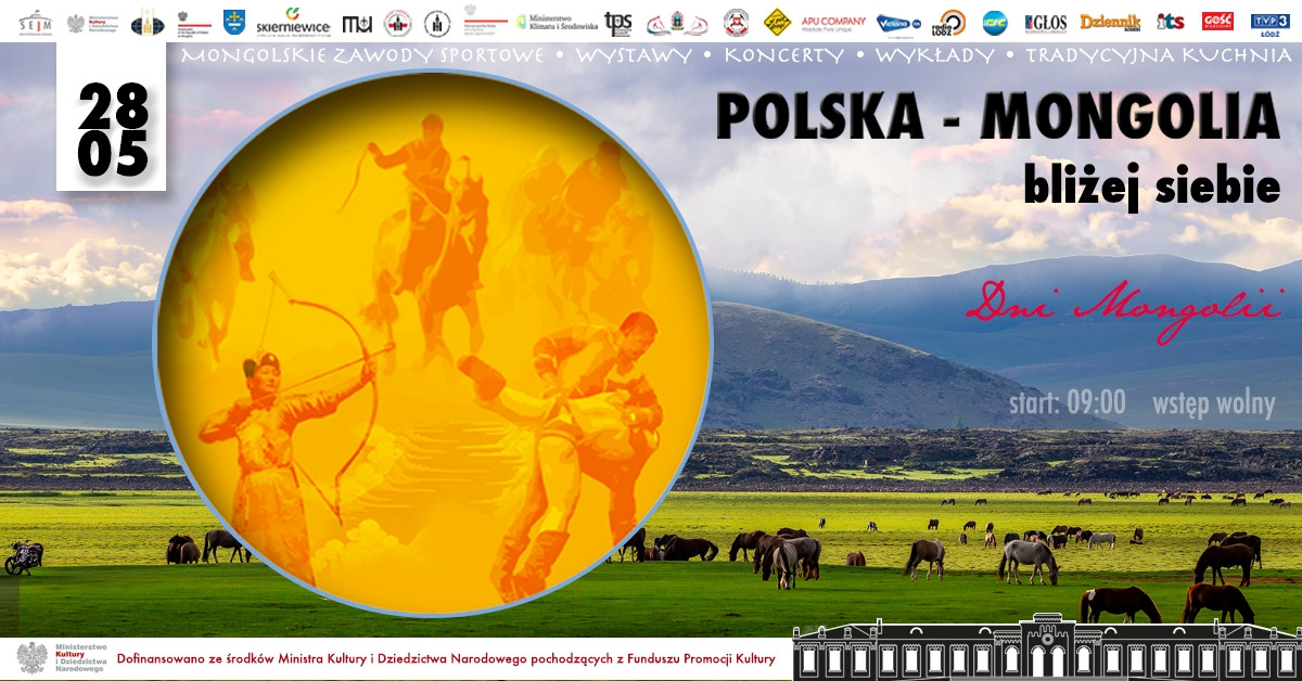 Banner reklamujący wydarzenia Polska - Mongolia bliżej siebie