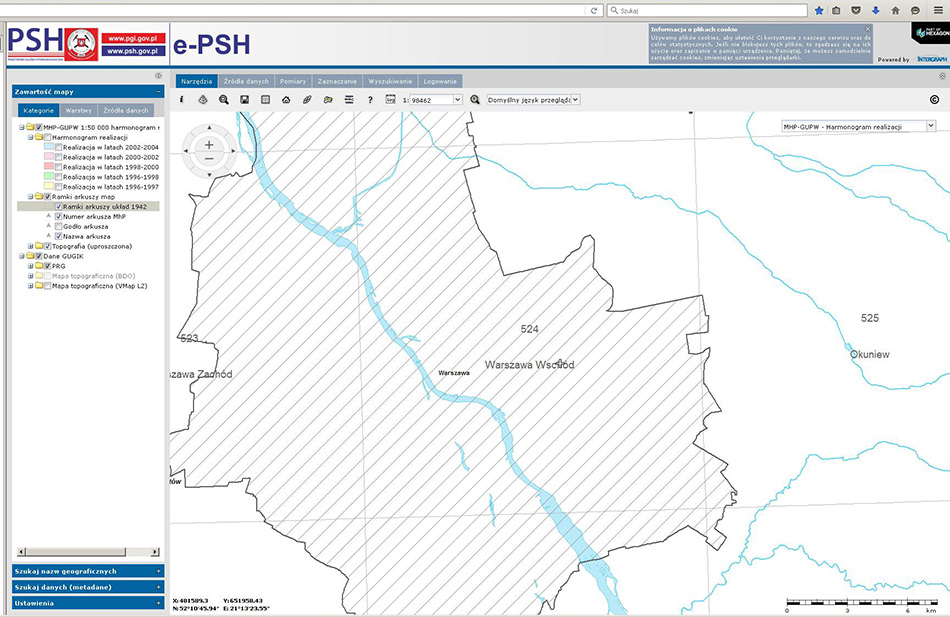 Przykład danych prezentowanych w przeglądarce e-PSH