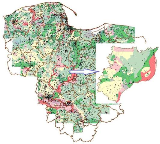 Przykład ciągłej obszarowo bazy danych GIS MhP