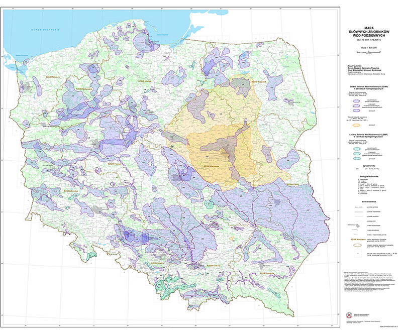 Mapa udokumentowanych głównych zbiorników wód podziemnych w skali 1:80000