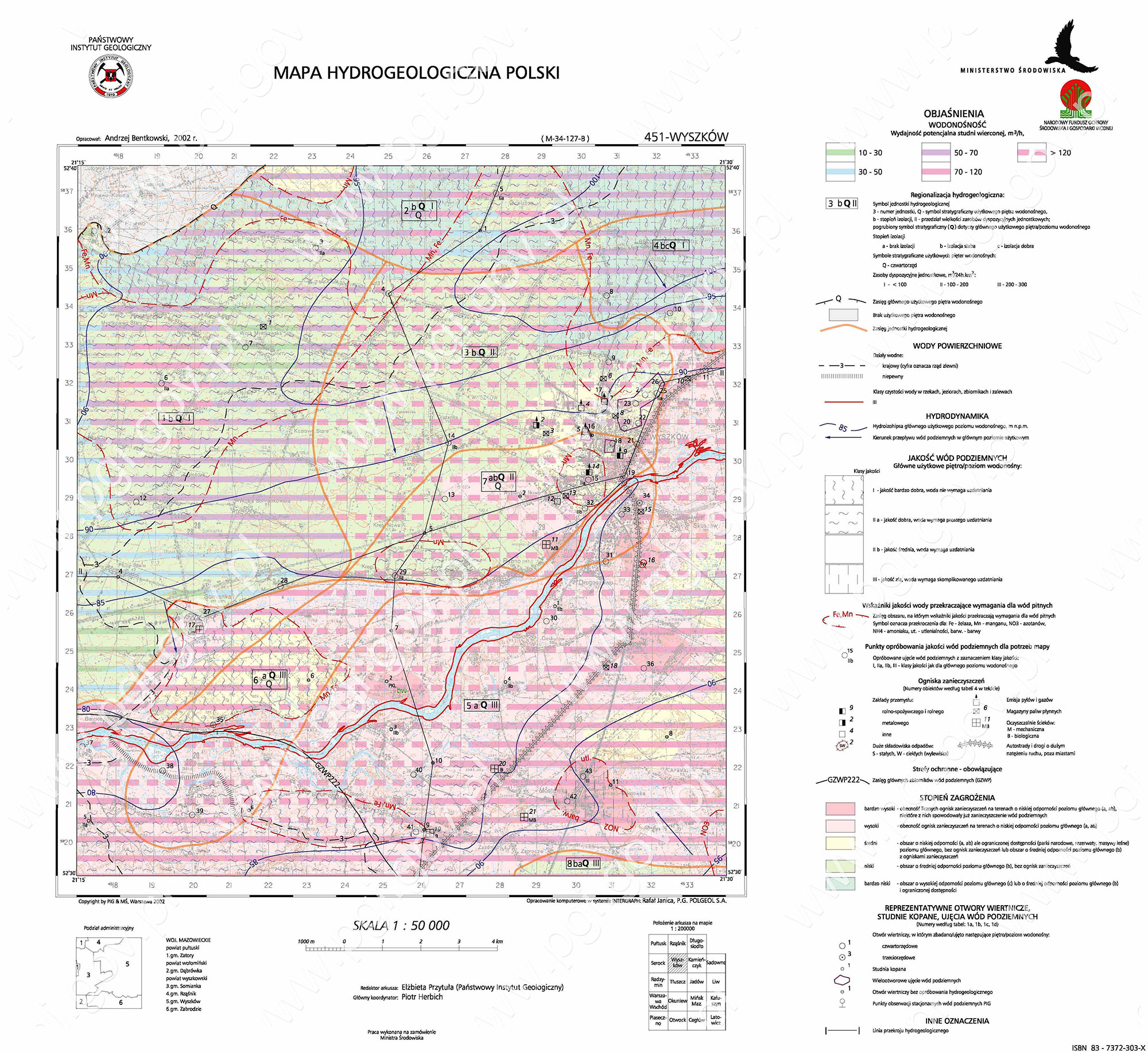 Przykład arkusza Mapy Hydrogeologicznej Polski w skali 1:50 000