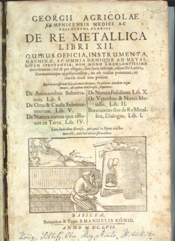 Karta tytułowa "De re metallica, Libri XII"