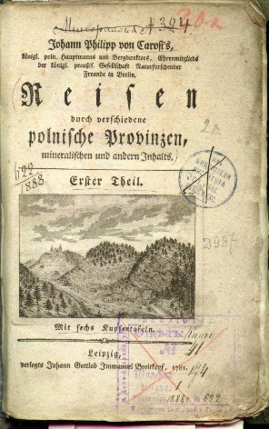 Karta tytułowa "Reisen durch verschiedene polnische Provinzen, mineralischen und andern Inhalts"