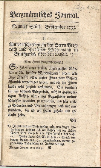 Strona tytułowa czasopisma "Bergmannisches Journal"