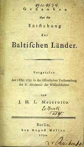 Karta tytułowa "Gedanken über die Entstehung der Baltischen Laender"