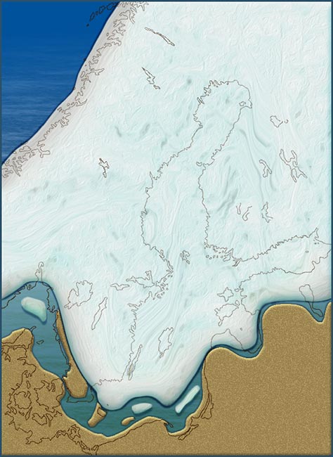 Bałtyckie Jezioro Lodowe w początkowej fazie rozwoju, ok. 14,5 tys. lat temu