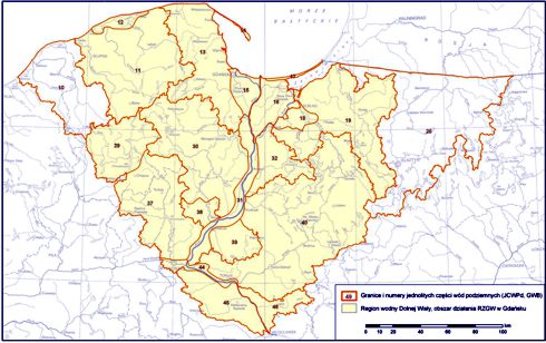 Rys. 1. Jednolite części wód podziemnych w regionie wodnym Dolnej Wisły