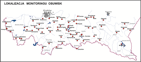 Lokalizacja monitorowanych osuwisk