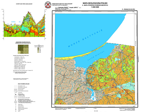 plansza Mapy geologicznej polski w skali 1:200000 arkusz elbląg