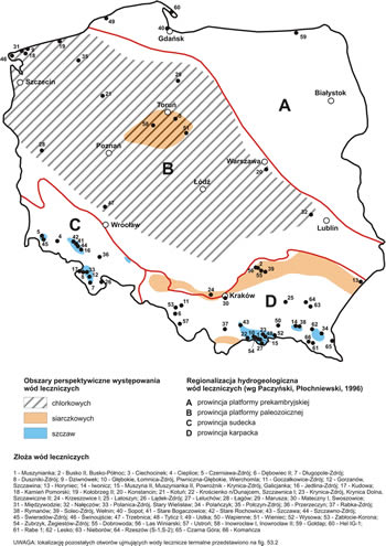 Występowanie poszczególnych typów wód leczniczych i zmineralizowanych