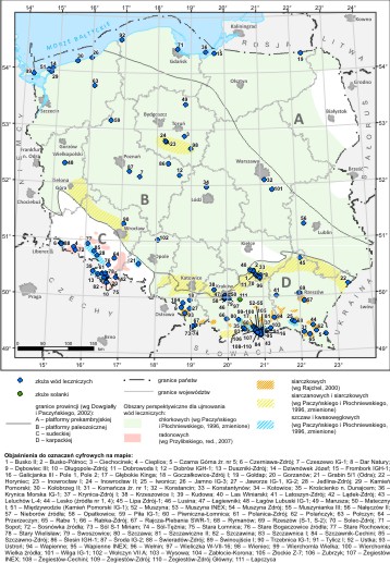 Występowanie poszczególnych typów wód leczniczych i zmineralizowanych