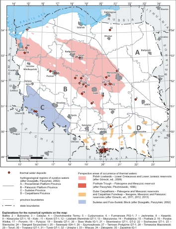 Occurrence of thermal waters in Poland