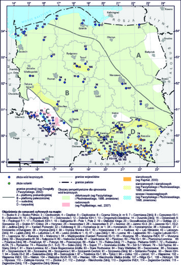 Występowanie poszczególnych typów wód leczniczych i zmineralizowanych