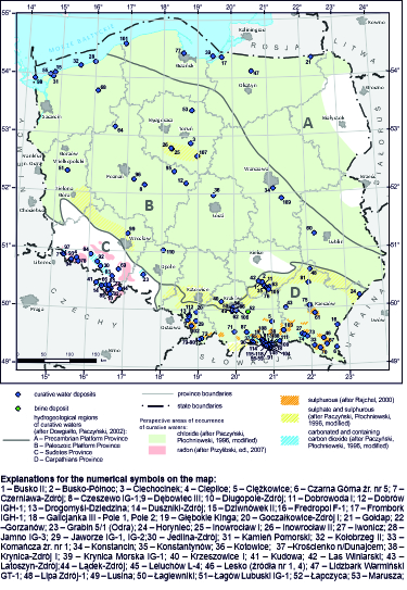 Occurrence of particular chemical types of curative and mineralised waters Occurrence of particular chemical types of curative and mineralised waters