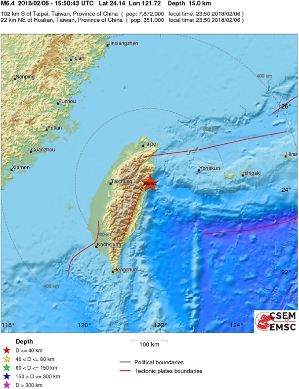 Taiwan Lokalizacja trzęsienia