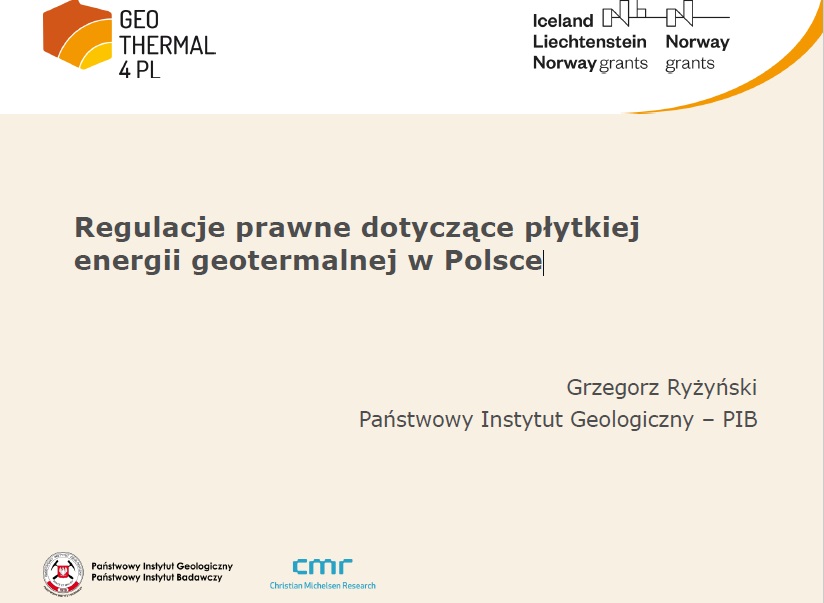 Prezentacja z warsztatów w Chęcinach: "Regulacje prawne dotyczące płytkiej energii geotermalnej w Polsce"