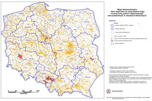 Zał. 1a Mapa dokumentacyjna - dane wejściowe do opracowania mapy rocznej sumy poboru rejestrowanego wód podziemnych w obszarach bilansowych 2024
