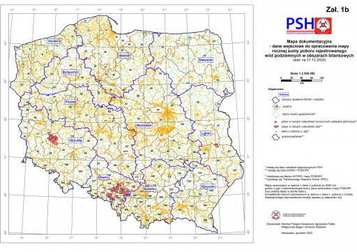 Zał. 1b Mapa dokumentacyjna - dane wejściowe do opracowania mapy rocznej sumy poboru rejestrowanego wód podziemnych w JCWPd 2022