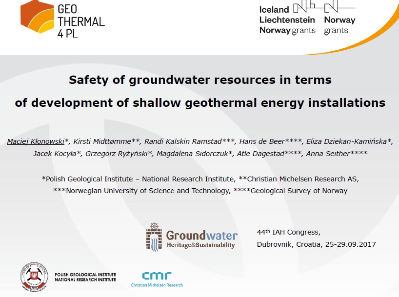 Prezentacja: Safety of groundwater resources in terms of development of shallow geothermal energy installations