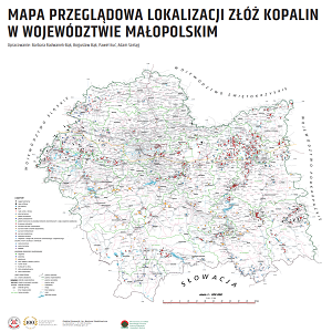 2020 Geologia Karpat - Mapa lokalizacji złóż w Małopolsce